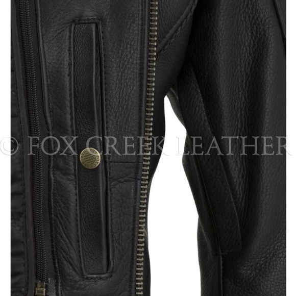 Fox Creek Commander Jacket Leather Black Motorcycle Large - Picture 7 of 14